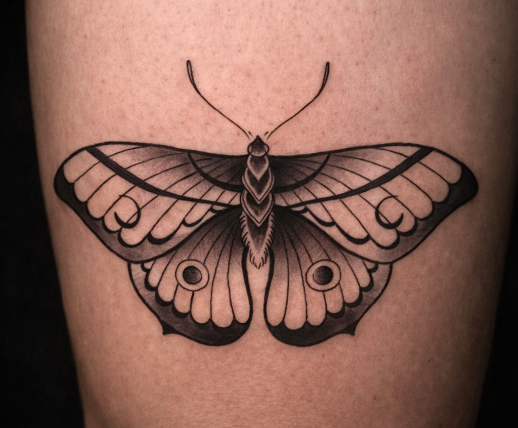 Tatuagem borboleta black e grey