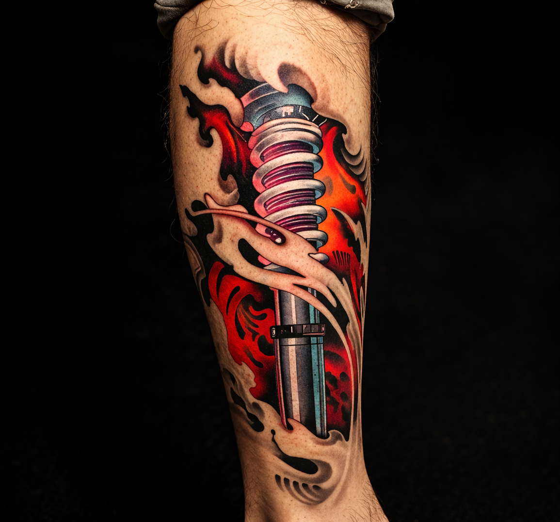 Tatuagem colorida mecânica